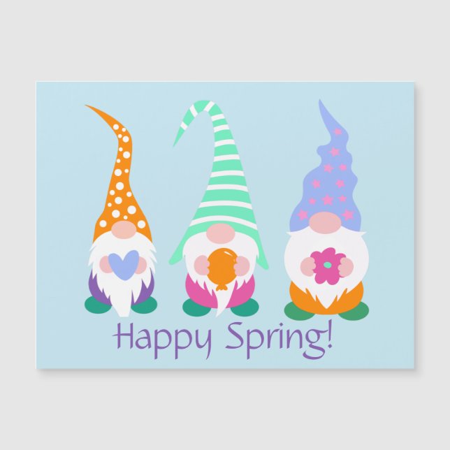 Colourful Happy Spring Gnomes Greetings (Front)