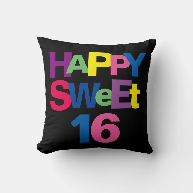 Colourful Happy Sweet 16 Cushion (Front)