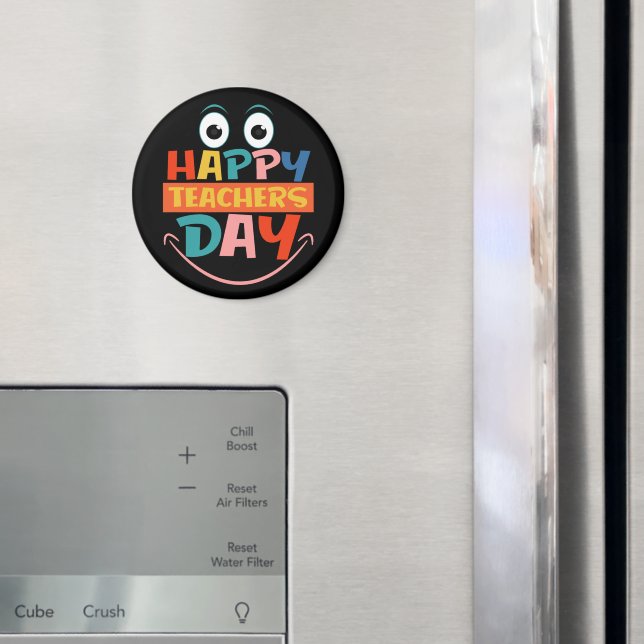 Colourful Happy Teachers Day Funny Face Magnet (In Situ (Fridge))