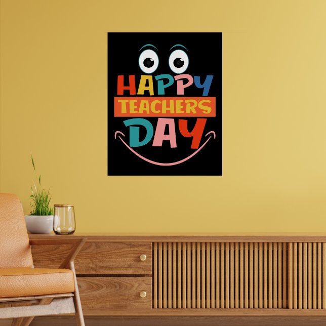 Colourful Happy Teachers Day Funny Face Poster (Living Room 2)