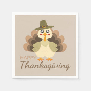 Colourful Happy Thanksgiving Cute Turkey Napkin
