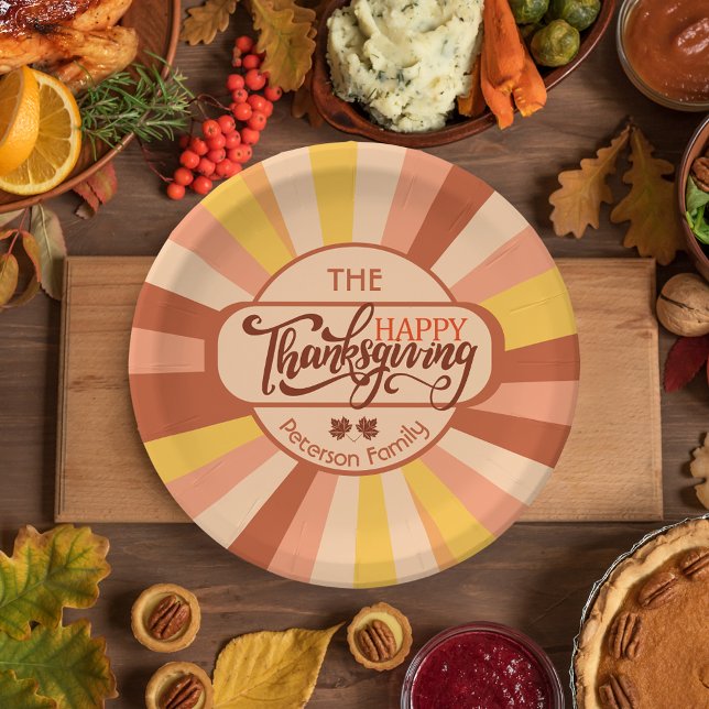 Colourful Happy Thanksgiving Fall Family Gathering Paper Plate (Creator Uploaded)