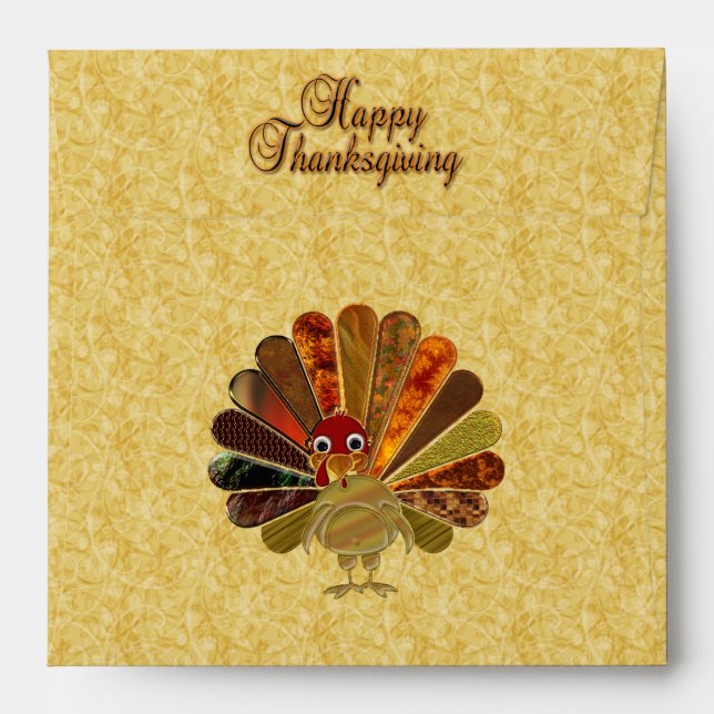 Colourful Happy Thanksgiving Turkey Envelope (Back (Top Flap))