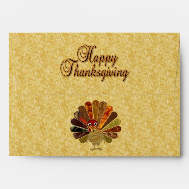 Colourful Happy Thanksgiving Turkey Envelopes (Back (Top Flap))