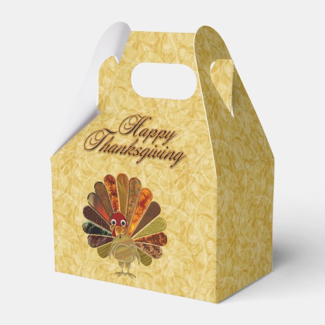 Colourful Happy Thanksgiving Turkey Favour Box (Front Side)