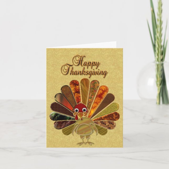 Colourful Happy Thanksgiving Turkey Holiday Card (Front)
