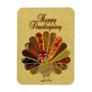 Colourful Happy Thanksgiving Turkey Magnet