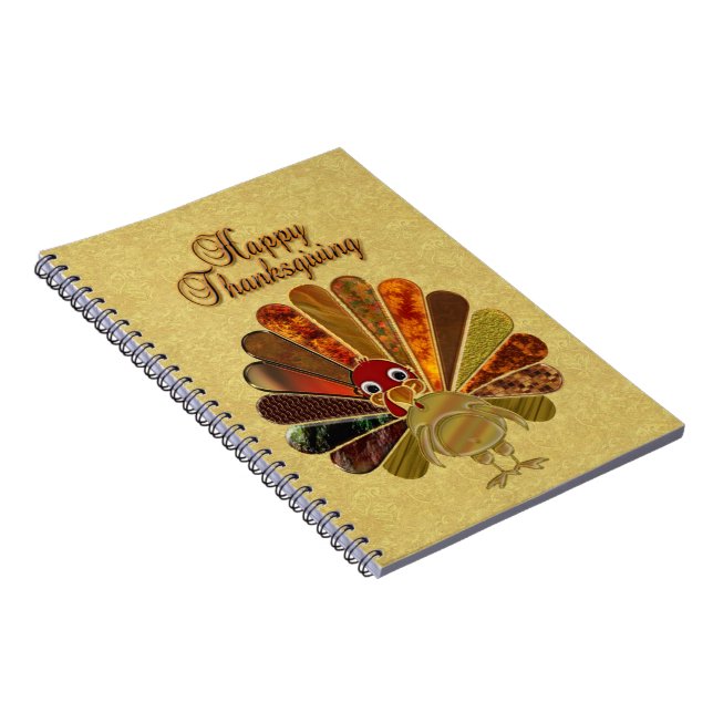 Colourful Happy Thanksgiving Turkey Notebook (Right Side)