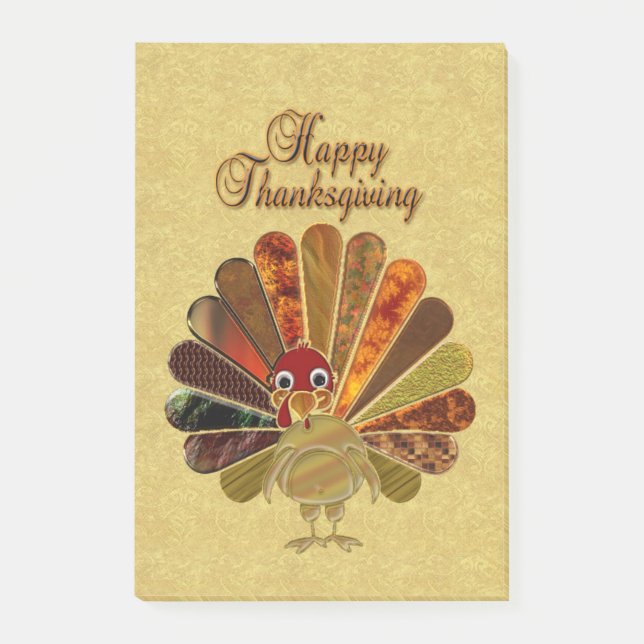 Colourful Happy Thanksgiving Turkey Post-it Notes (Front)