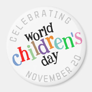 Colourful Happy World Children's Day Magnet
