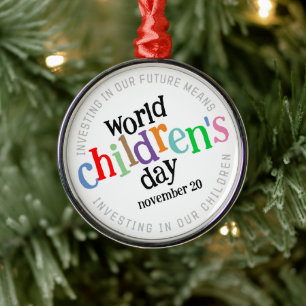  Colourful Happy World Children's Day Metal Ornament