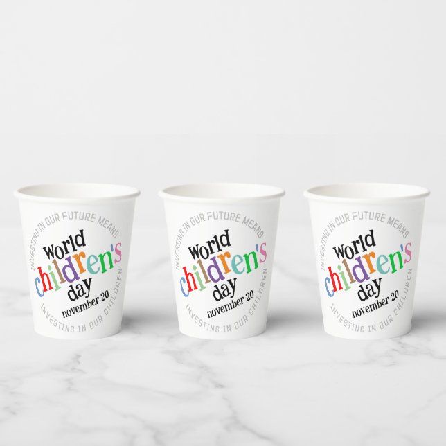  Colourful Happy World Children's Day Paper Cups (Multi)