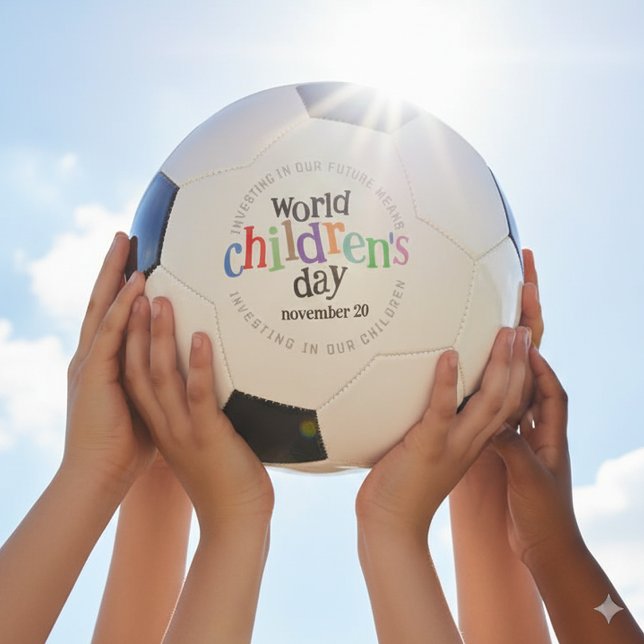  Colourful Happy World Children's Day Soccer Ball (Colorful World Children's Day November 20 Soccer Ball Cover Photo 1)