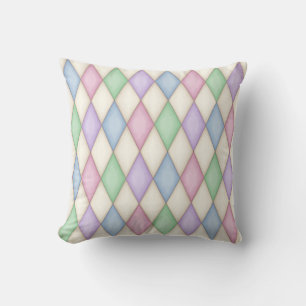 Colourful Harlequin Diamond Check Pattern Cushion