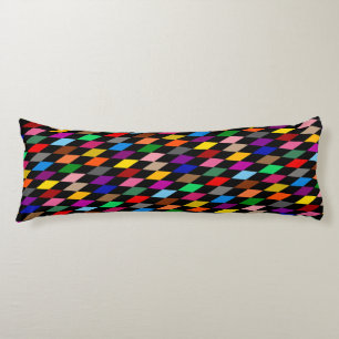 Colourful Harlequin Diamonds Design Black Body Cushion