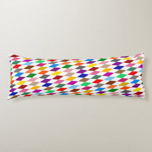 Colourful Harlequin Diamonds Design White  Body Cushion
