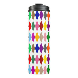Colourful Harlequin Diamonds Design White  Thermal Tumbler