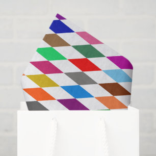 Colourful Harlequin Diamonds Design White  Tissue Paper