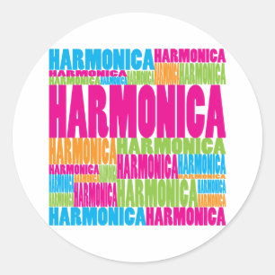 Colourful Harmonica Classic Round Sticker