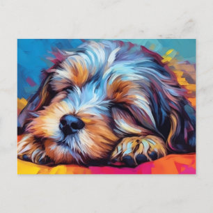 Colourful Havanese dog sleeping Postcard