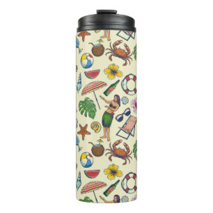 Colourful Hawaiian beach tropical themed pattern Thermal Tumbler