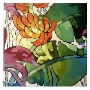 Colourful Hawaiian Flowers Ceramic Tile