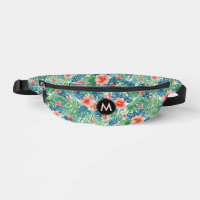 Colourful Hawaiian Leaves Floral Pattern Monogram