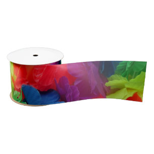 Colourful Hawaiian Luau Party Lei Wreath Flowers Satin Ribbon