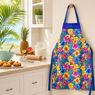 Colourful Hawaiian Tropical Floral Palm Apron