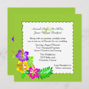 Colourful Hawaiian Tropical Wedding Invitation