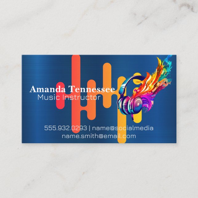 Colourful Headphones Art | Equalizer Business Card (Front)