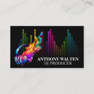 Colourful Headphones Equalizer Business Card