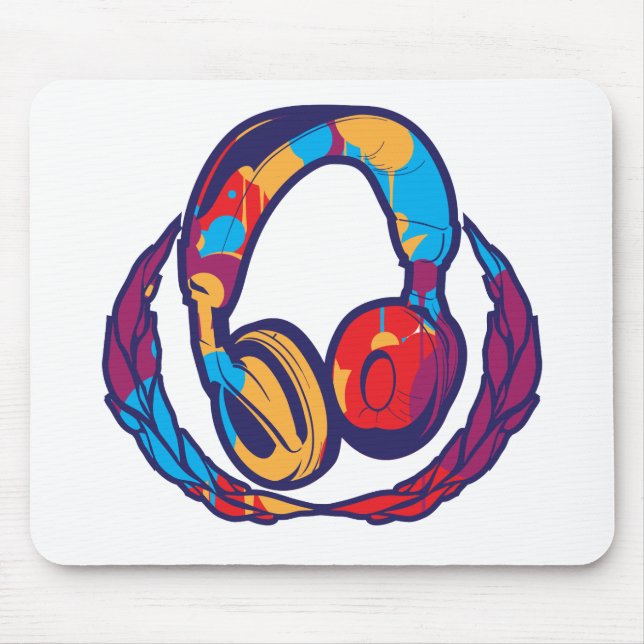 Colourful Headphones Mouse Pad (Front)