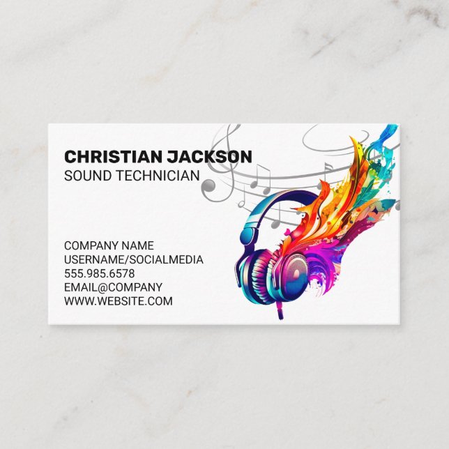 Colourful Headphones | Music Creative Business Card (Front)