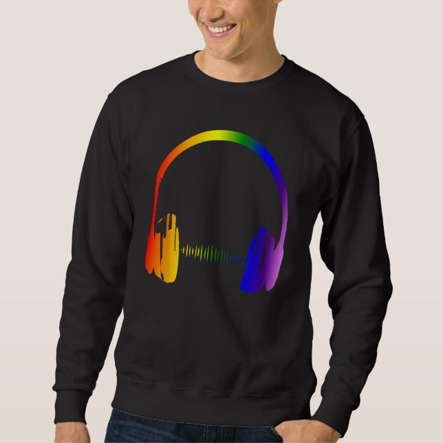Colourful Headphones Rainbow Party Techno Radio Ni Sweatshirt (Front)