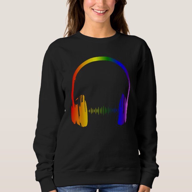 Colourful Headphones Rainbow Party Techno Radio Ni Sweatshirt (Front)
