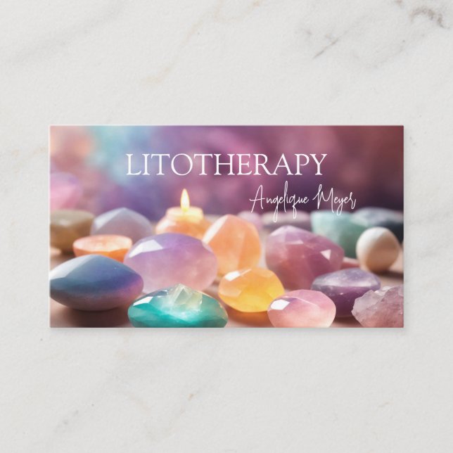 Colourful healing stones & Litotherapy  Business Card (Front)