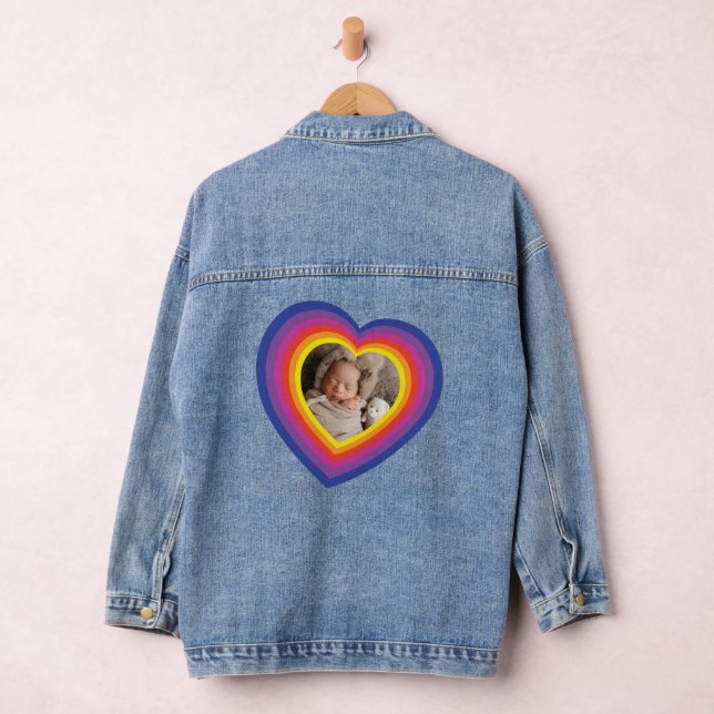 Colourful heart add your own photo  denim jacket (Hangar)