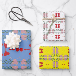 Colourful Heart Anniversary Wrapping Paper-Set of Paper Sheet