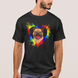 Colourful Heart Baby Pug Dog Love R Dad Mum Boy Gi T-Shirt
