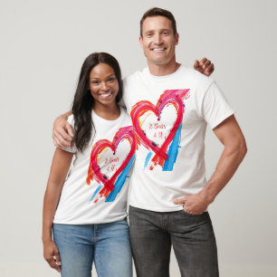 Colourful Heart Brushstroke Art T-Shirt