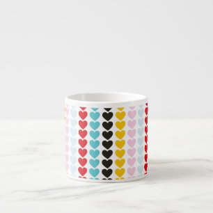 Colourful Heart Design, Boys Girls Kids, Valentine Espresso Cup