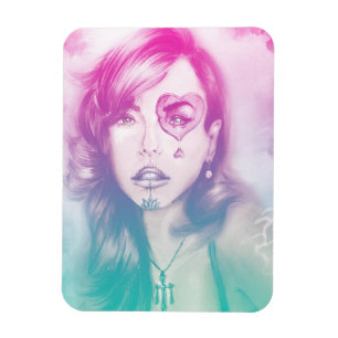Colourful heart eye girl Photo Magnet - Rainbow