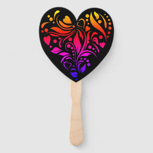 Colourful Heart Hand Fan