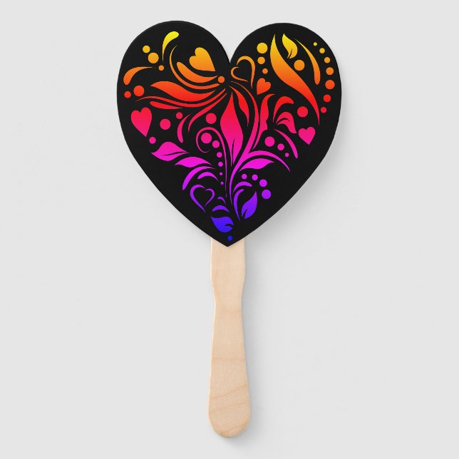 Colourful Heart Hand Fan (Front)