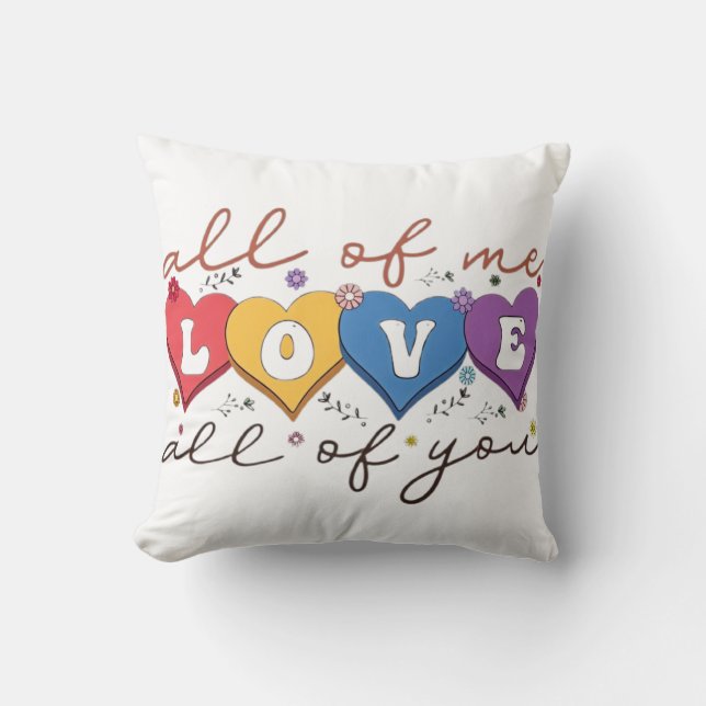 Colourful Heart Love Quote Cushion (Front)