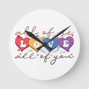 Colourful Heart Love Quote Round Clock