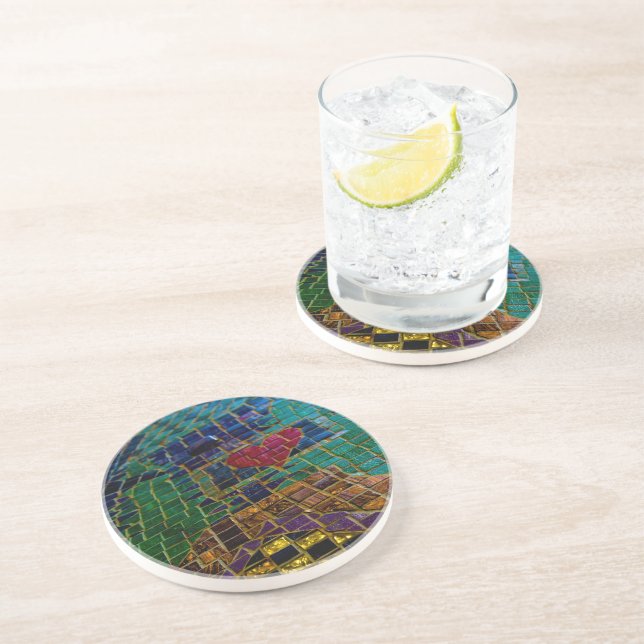 Colourful Heart Mosaic Coaster (Side)
