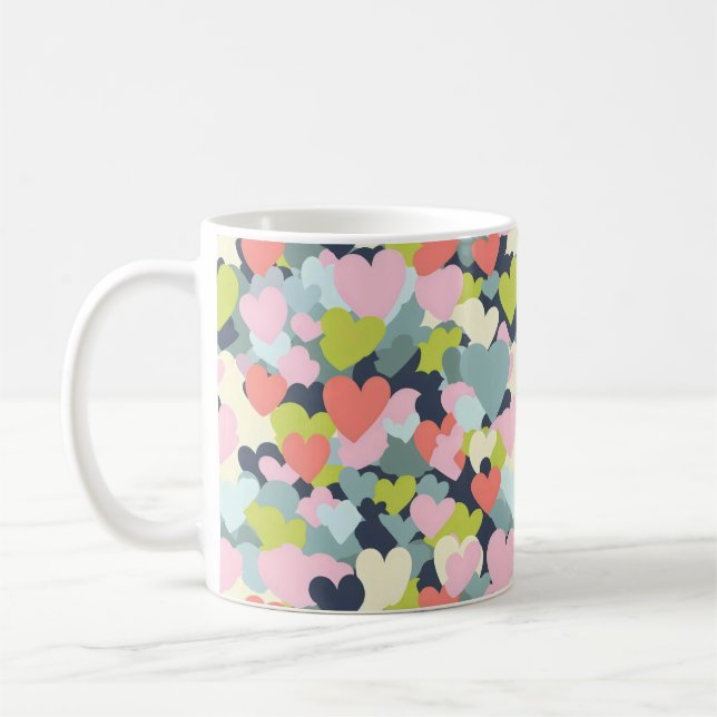 Colourful Heart Pattern Coffee Mug (Left)
