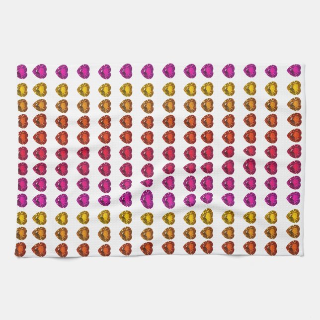 Colourful Heart Pattern – Fun & Playful Design Tea Towel (Horizontal)